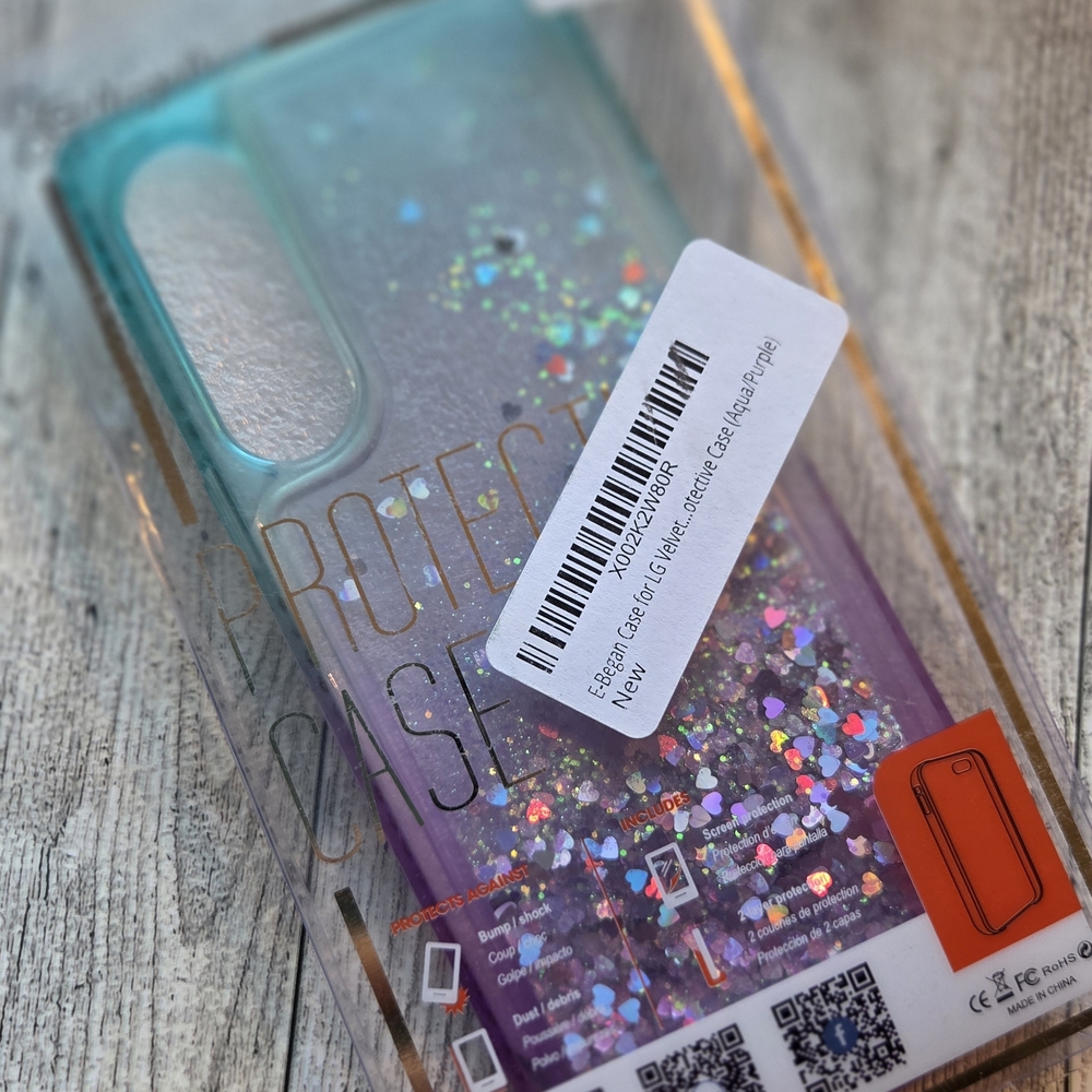 Glittery Gradiant Turquouse and Purple Phone Case For LG VELVET PHONES